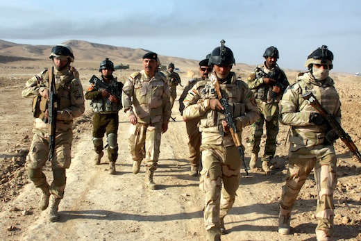 Iraqi security guards on patrol Photo: Getty