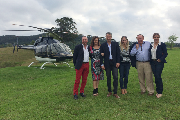 Andrew Neil with The Spectator Australia editor (centre), distributor and WAGs