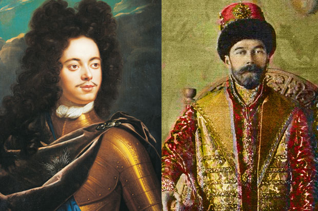 Magnificent monster, Peter the Great and tragic victim Nicholas II.