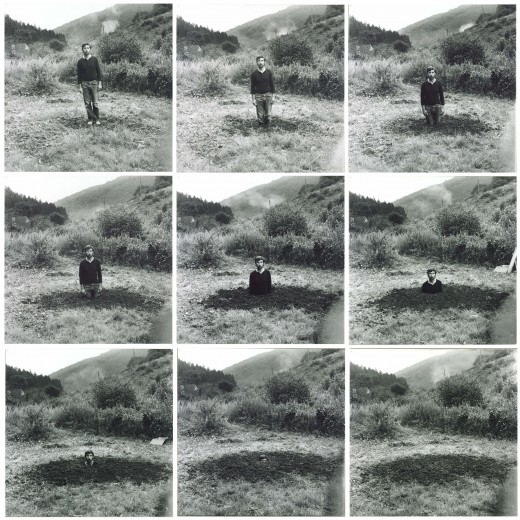 Keith Arnatt's 'Self-Burial (Television Interference Project)', 1969