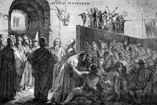 ‘The cave of Plato’, 1604, by Jan Saenredam after Cornelis van Haarlem