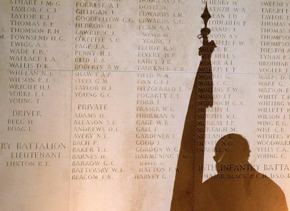 The shadow of an Australian veteran is c